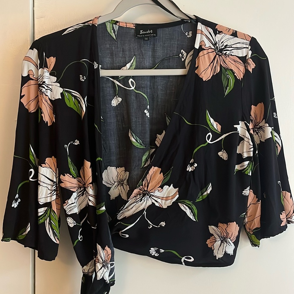 Bardot wrap cropped top